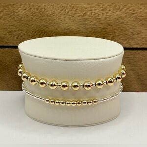 Gold (14 gold filled) and Sterling Silver Beaded Bracelet Set; non tarnish.